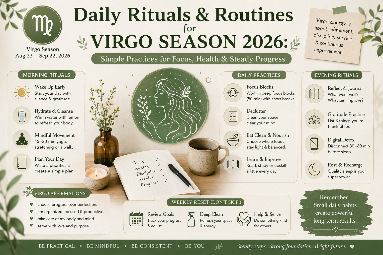 Daily Rituals & Routines for Virgo Season 2026: Simple Practices for Focus, Health & Steady Progress